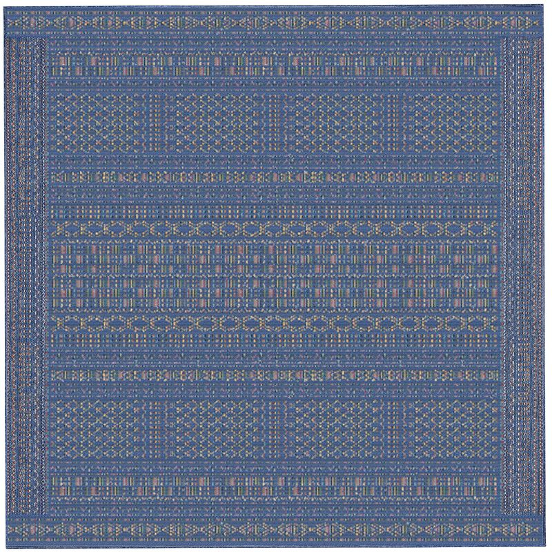 Liora Manne Avena Panel Stripe Indoor/Outdoor Rug Denim 7'10" Square