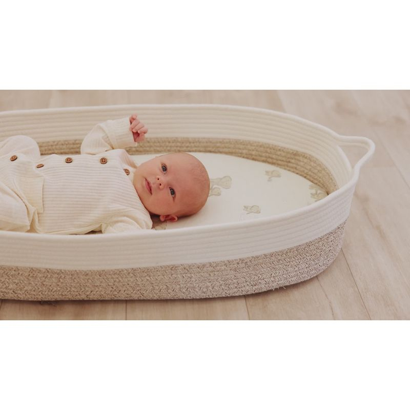 KeaBabies Organic Bassinet Sheet for Baby Girls, Boys, 2-Pack Soothe Bassinet Fitted Sheets, Bedside Bassinet Mattress Sheet (Herb)