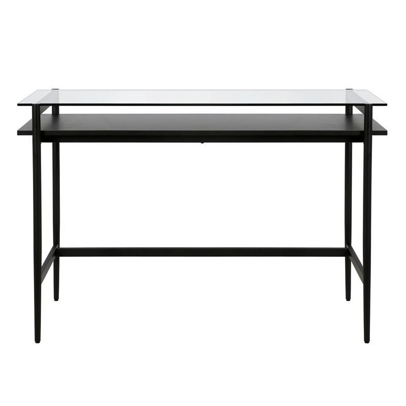 46" Black Bronze Desk with Black Woodgrain Shelf - Henn&Hart