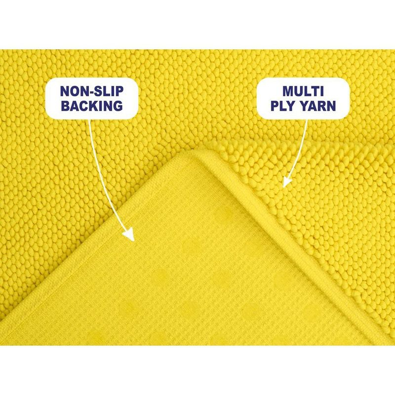 American Soft Linen 100% Cotton Bath Mat Rugs, 20x34 inches Slip Resistant Bottom Base Bath Mats for Bathroom, Yellow