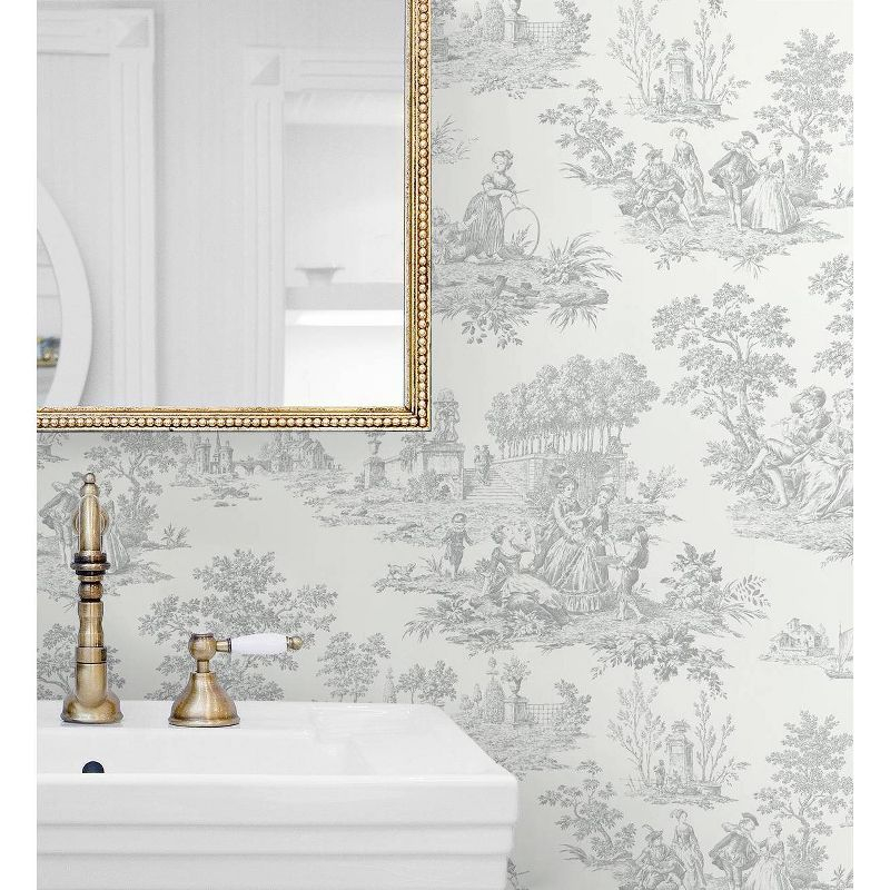 NextWall Argos Gray Chateau Toile Peel and Stick Wallpaper