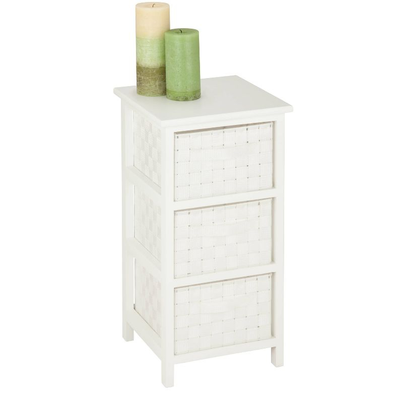 Honey-Can-Do 3 Drawer Chest White: Decorative Storage Drawers, Wood Surface, 24" Height, 12" Depth, 3 Shelves