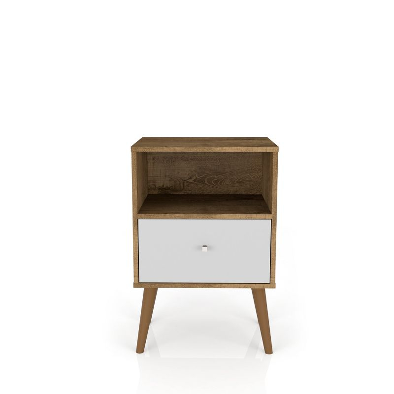 Liberty 1.0 Mid Century Modern Nightstand Rustic Brown/White - Manhattan Comfort