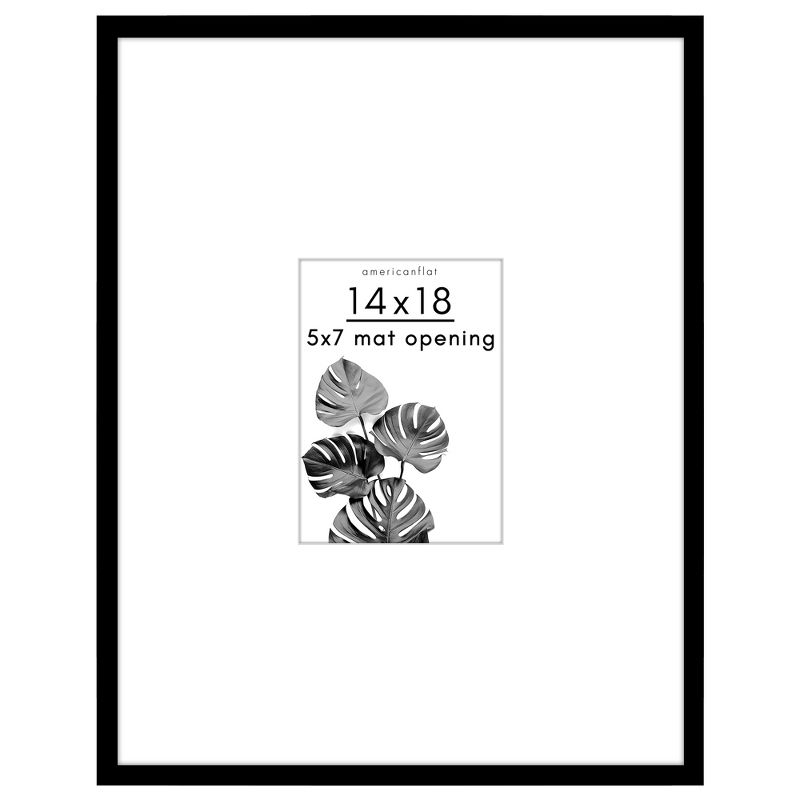 Americanflat 5x7 Picture Frame With Oversized Mat 14x18 Frame - Shatter-Resistant Glass Front Cover - Black