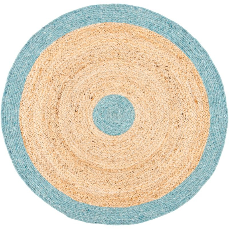 Braided BRD910 Hand Woven Indoor Accent Rug - Blue/Natural - 3' Round - Safavieh