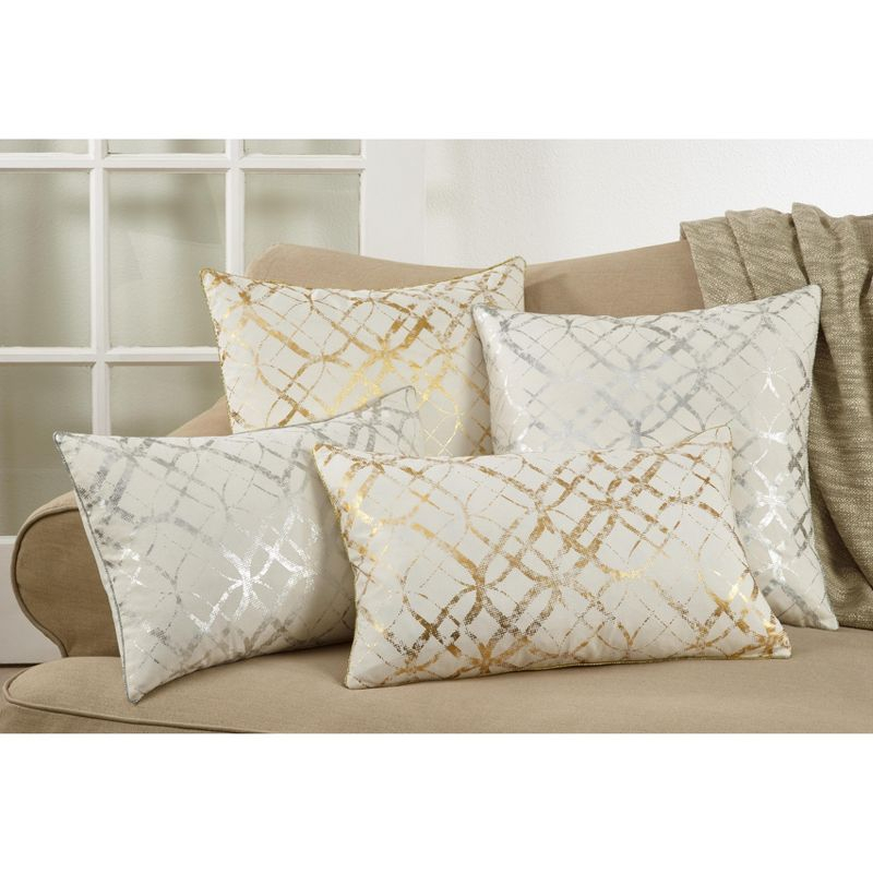 Saro Lifestyle Metallic Foil Print Throw Down Filled Pillow, 20", Gold