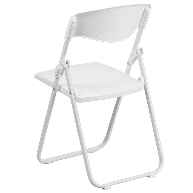 Flash Furniture 2 Pack HERCULES Series 500 lb. Capacity Heavy Duty White Plastic Folding Chair with Built-in Ganging Brackets