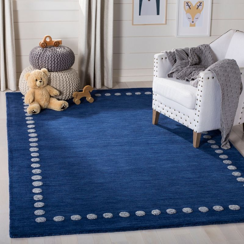 Safavieh Kids SFK802 Hand Loomed Indoor Area Rug - Navy - 5'x8' - Safavieh