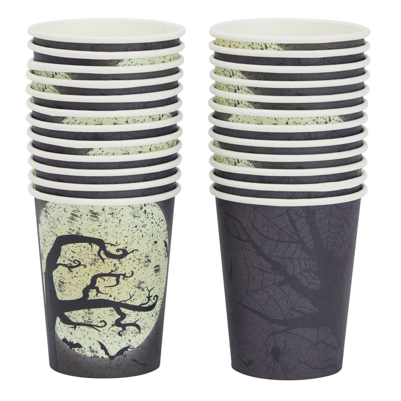 Blue Panda 144 Pieces Full Moon Halloween Party Supplies, Paper Plates, Napkins, Cups, Cutlery for Spooky Gatherings (Serves 24)