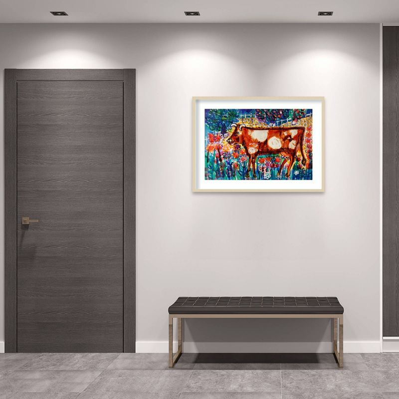 41" x 30" Cow by Brenda Brin Booker Wood Framed Wall Art Print - Amanti Art: Giclee, Botanical Scene