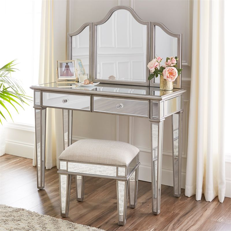 Kalla 2pc Mirrored Vanity Set with Storage