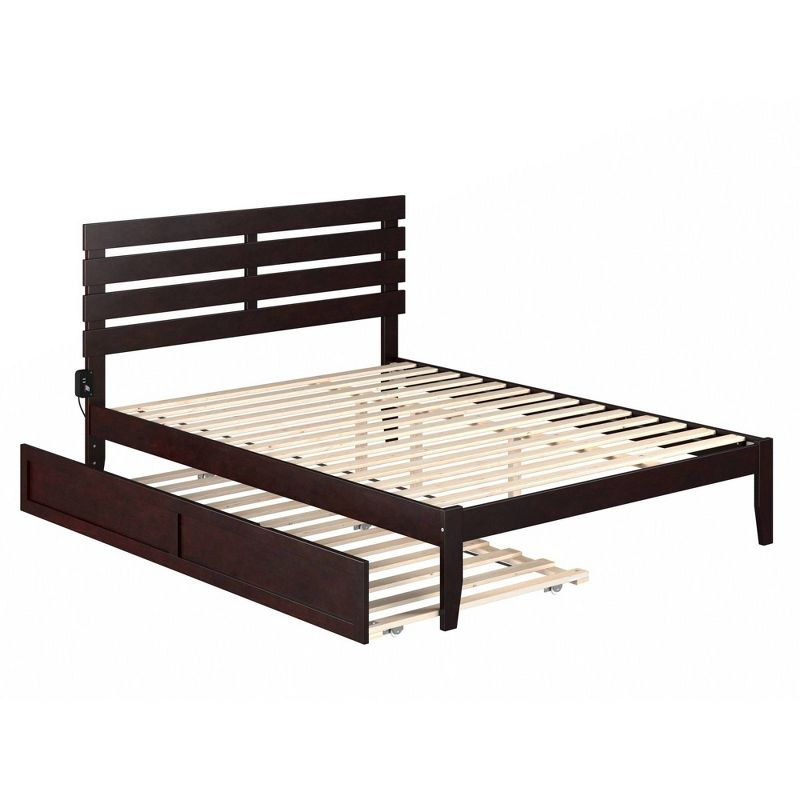 Queen Oxford Bed with Twin XL Trundle Espresso - AFI: Solid Hardwood, No Box Spring Required