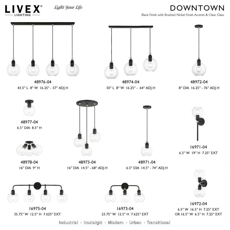 Livex Lighting Downtown 3 - Light Vanity in  Black/Brushed Nickel