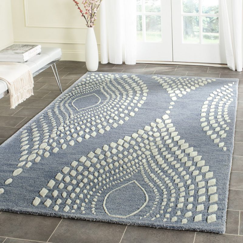 Bella BEL126 Hand Tufted Area Rug - Blue/Ivory - 5'x8' - Safavieh.