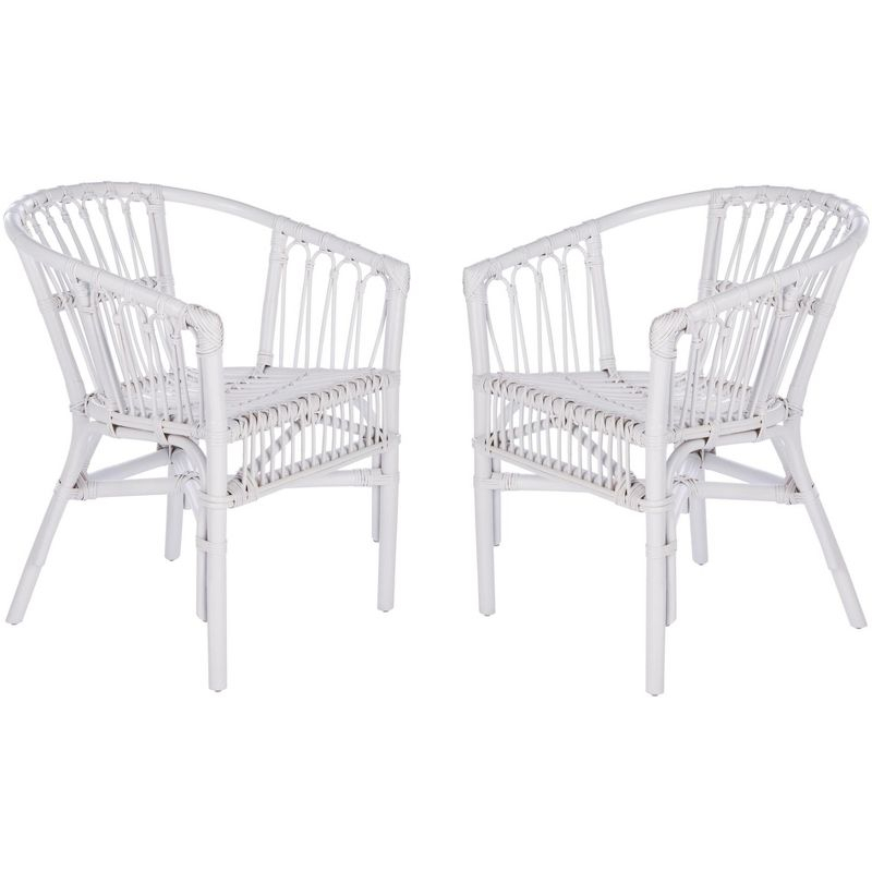 Adriana Rattan Accent Chair - Set of 2 - ACH6505 - White - Safavieh