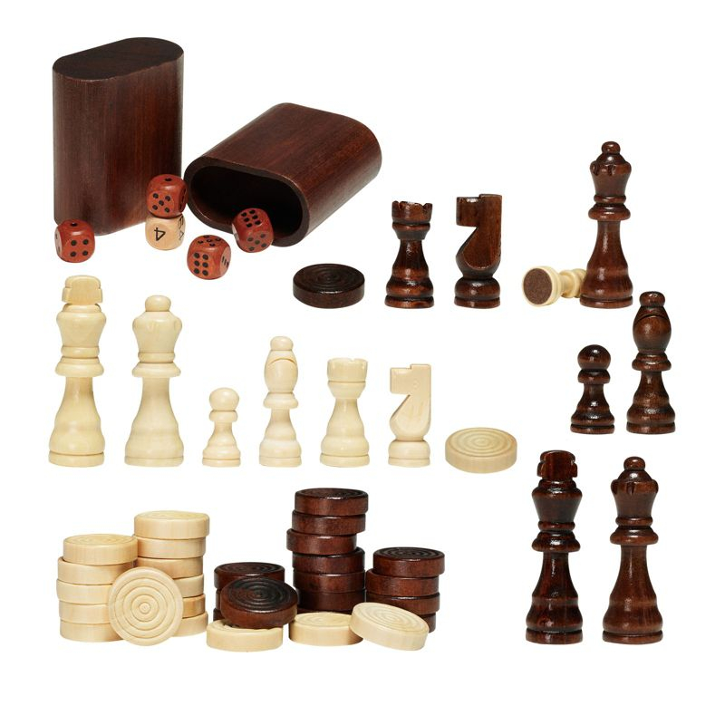 VEVOR 3-IN-1 Chess Checkers Backgammon Table Set, 18 Inch Premium Wooden Chess Table, Combo Game Table Furniture Set, Chess Set Board Game Gift