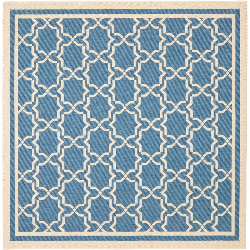 Courtyard CY6916 Power Loomed Indoor and Outdoor Area Rug - Blue/Beige - 7'10"x7'10" - Safavieh