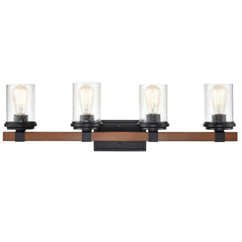 Millennium Lighting Taos 4 - Light Vanity in  Matte Black/Wood Grain