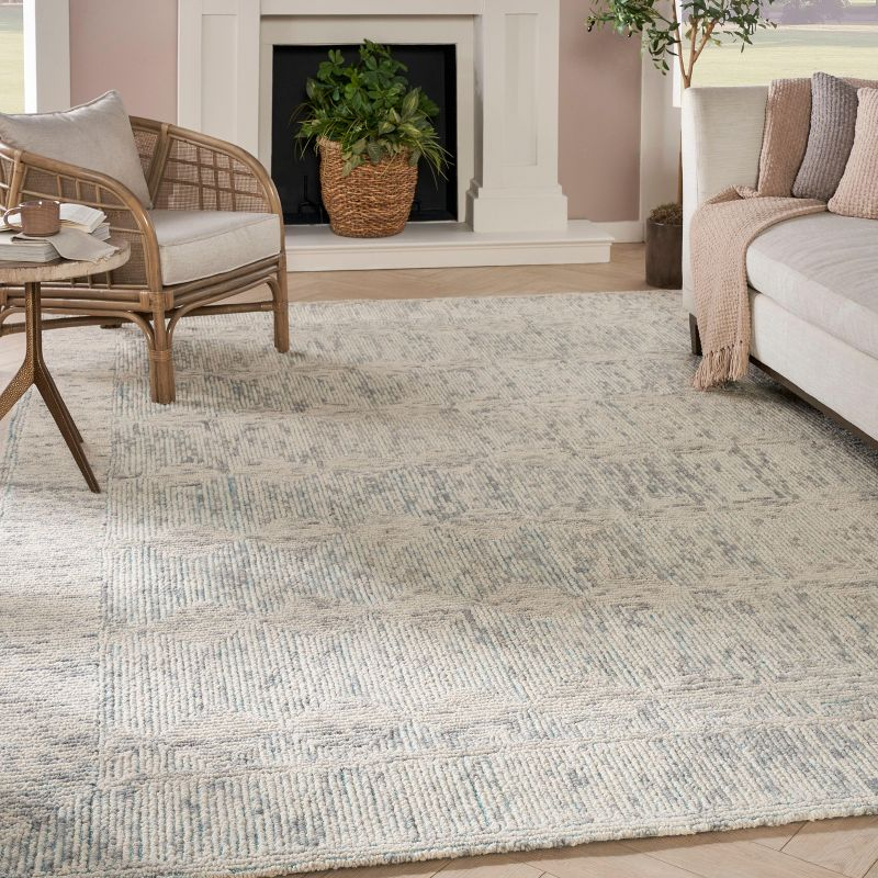 Nourison Vail Contemporary Indoor Area Rug Ivory/Grey/Teal 7'9" x 9'9"