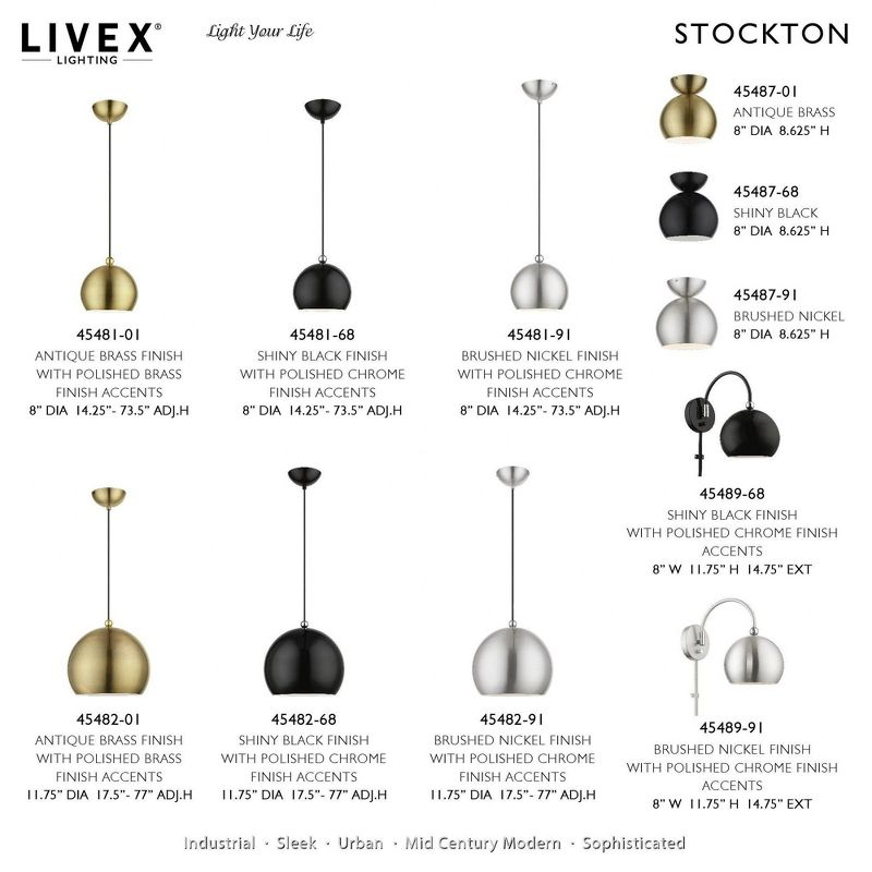 Livex Lighting Stockton 1 - Light Semi-Flush Mount in  Brushed Nickel/Polished Chrome