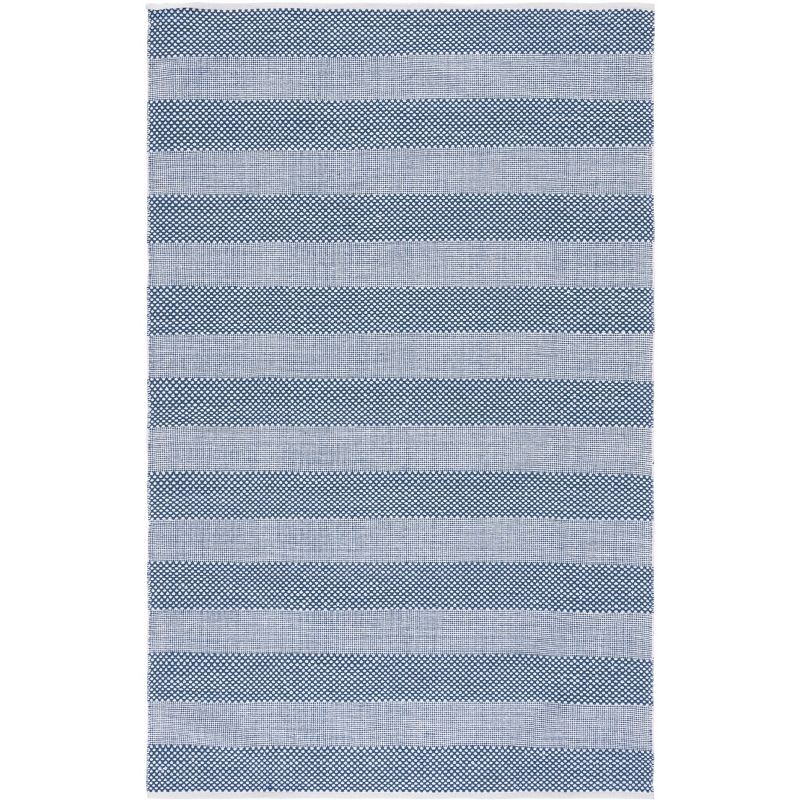Striped Kilim STK802 Hand Woven Area Rug - Ivory/Blue - 5'x8' - Safavieh.