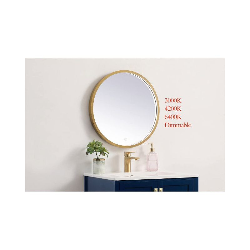 Elegant Lighting Pier 21 inch LED Mirror with Adjustable Color Temperature 3000K/4200K/6400K in Brass