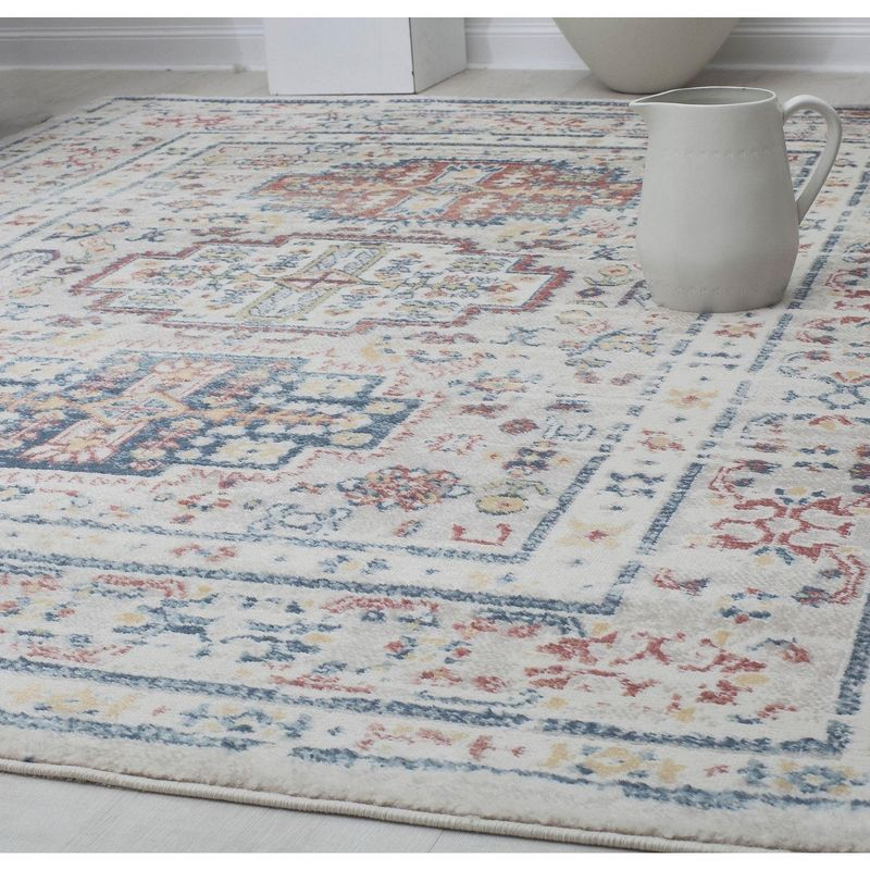 Rugs America Gallagher GL55D Flaxen Sundara Vintage Transitional Red Area Rug for Dining Room Rug Neutral Rug Living Room Rug Kitchen, 5'3"x7'