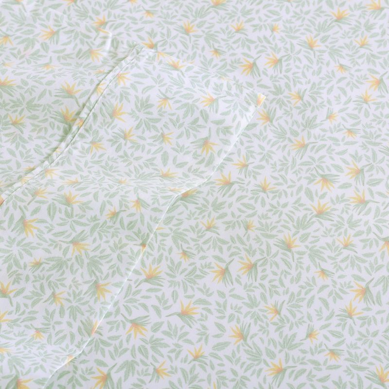 Tommy Bahama Crane Flower 100% Cotton Percale- 4 Piece- Sheet Set  Green- Queen