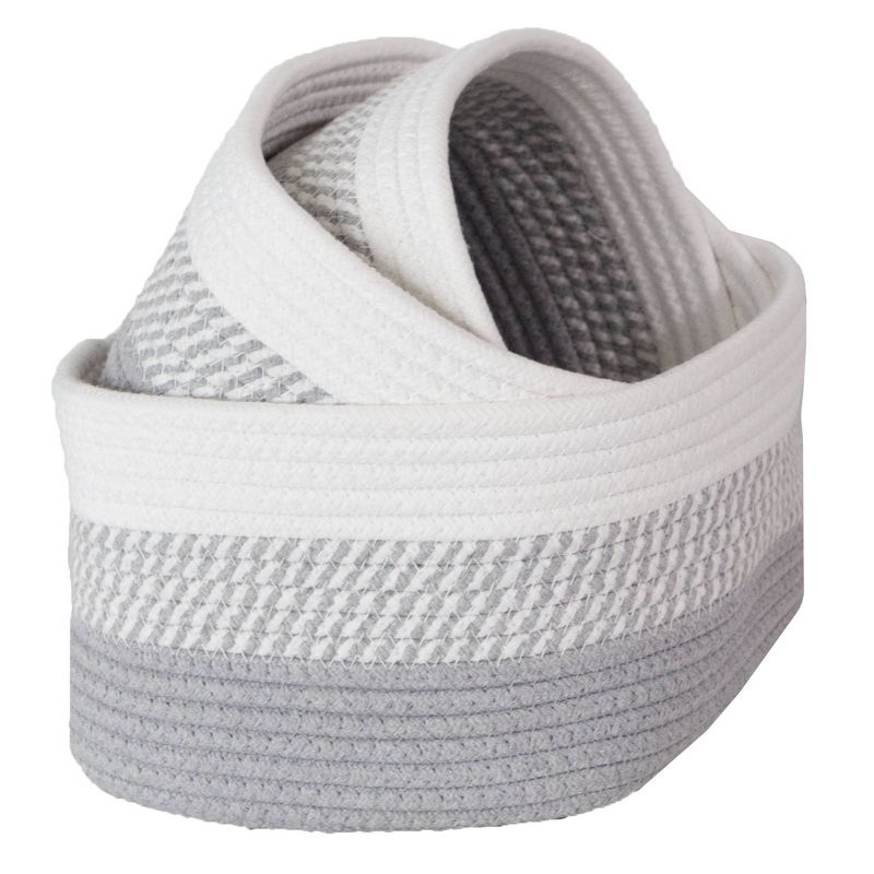 Home-Complete 3pc Storage Basket Set Gray: Cotton Cloth Bins for Shelves, Square Decorative Organizers, Hand Washable