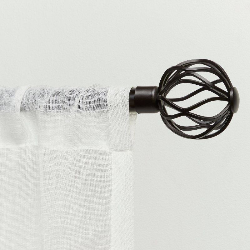 Exclusive Home 36"-72" Ogee Curtain Rod - Matte Bronze: Adjustable Iron Rod, Cage Finial, 25 lb Capacity