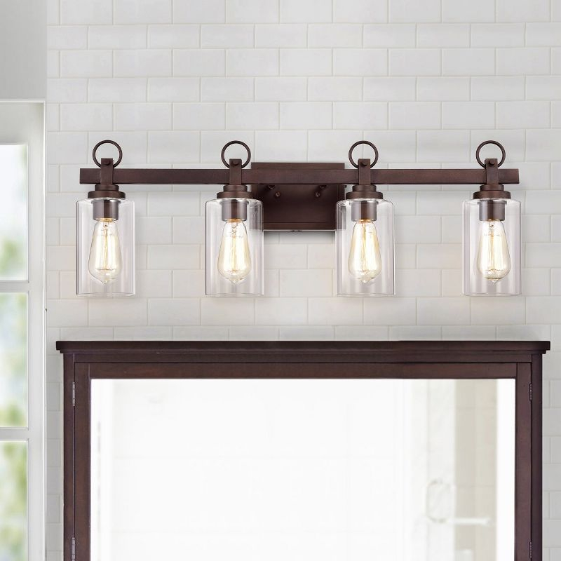Chloe Lighting Exton Transitional 4 Light Oil Rubbed Bronze Bath Vanity Fixture 29" Wide