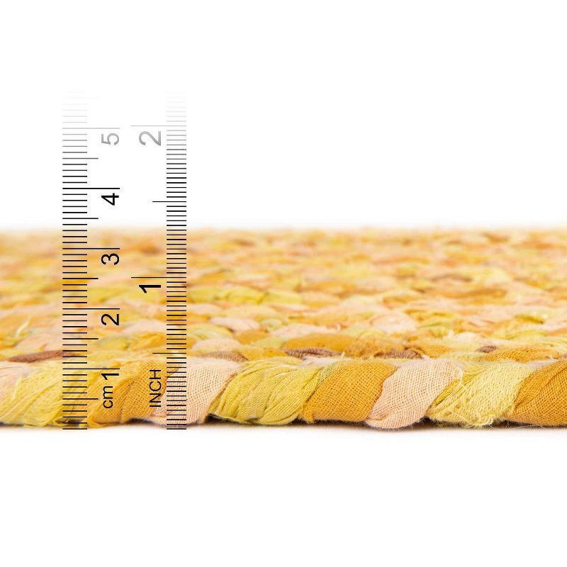 Unique Loom Braided Chindi Collection Area Rug - Layer (3' 3" x 5' 1" Oval Yellow Orange/Orange)