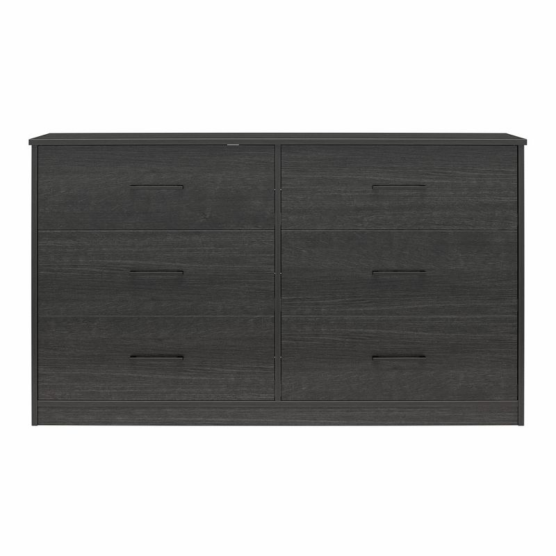 Ameriwood Home BrEZ Build Collection Pearce Wide 6 Drawer Dresser, Black Oak