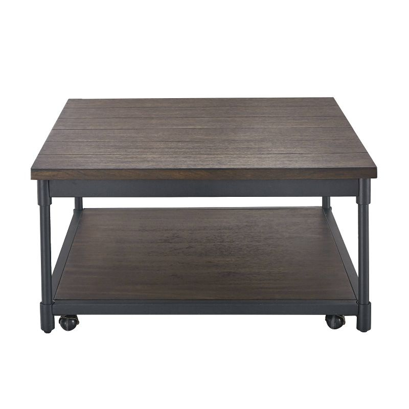 Prescott Lift Top Square Cocktail Table Dark Brown - Steve Silver Co.: Rustic Style, Metal Frame, Wood Veneer Top