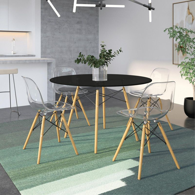 LeisureMod Dover Round Dining Table with Eiffel Base, Modern Design for Kitchens and Dining Rooms