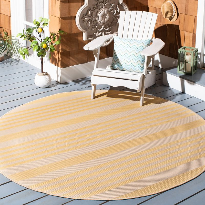 Courtyard CY6062 Power Loomed Indoor and Outdoor Indoor and Outdoor Area Rug - Gold/Beige - 6' round - Safavieh.