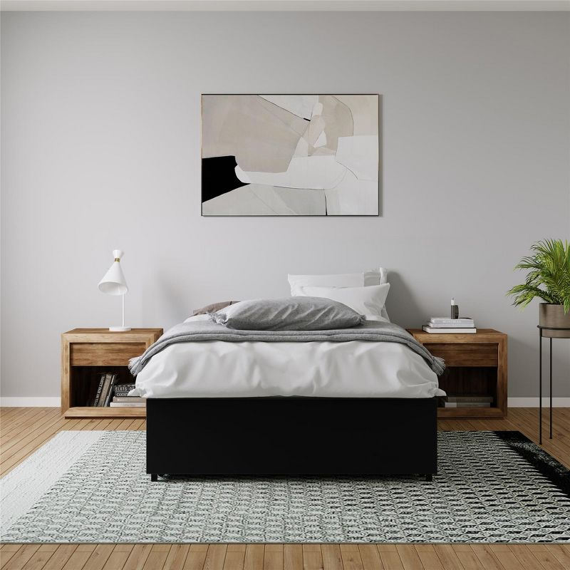 DHP Maven Platform Bed with Storage, Queen, Black Faux Leather