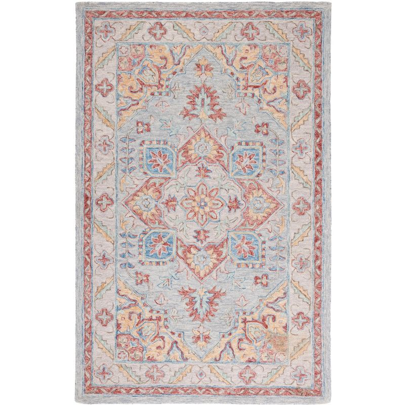 Metro MET352 Hand Tufted Indoor Area Rug - Grey/Rust - 4'x6' - Safavieh