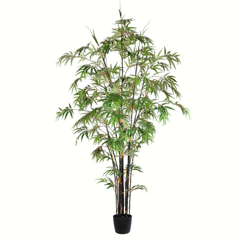 Vickerman 7' Artificial Potted Black Japanese Bamboo Tree. In a 7"Lx7"Wx6"H base.