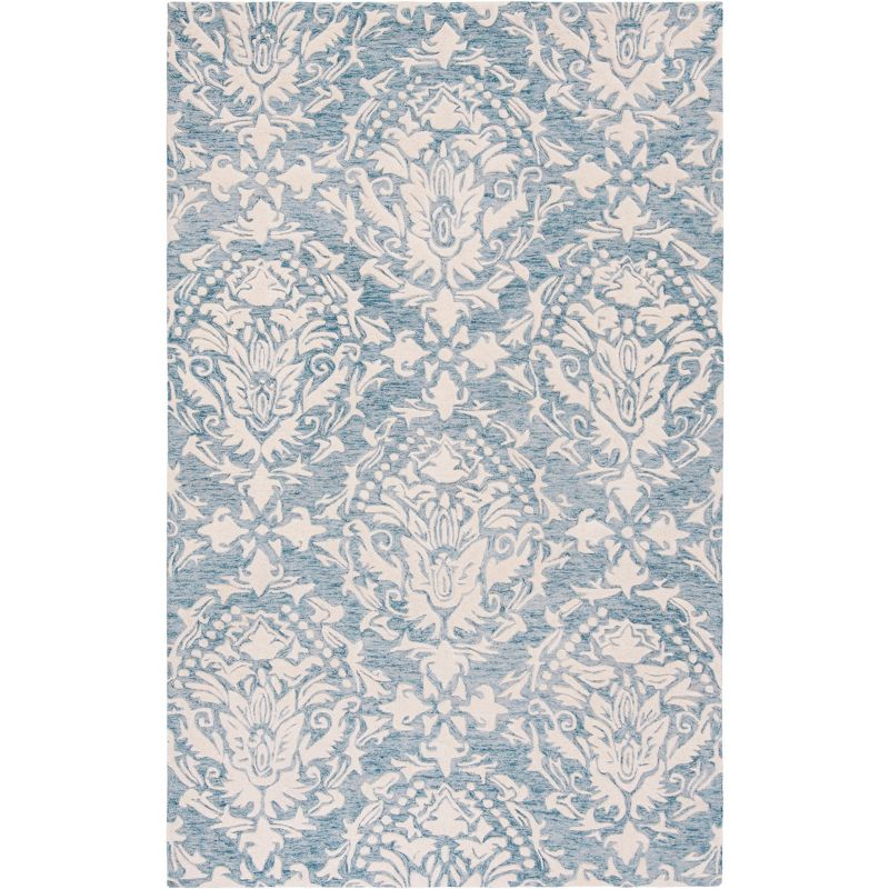 Blossom BLM107 Hand Tufted Indoor Area Rug - Blue/Ivory - 5'x8' - Safavieh