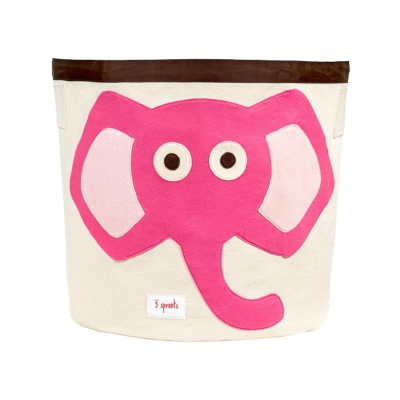 3 Sprouts - Canvas Storage Bin - Laundry and Toy Basket for Baby and Kids - Elephant