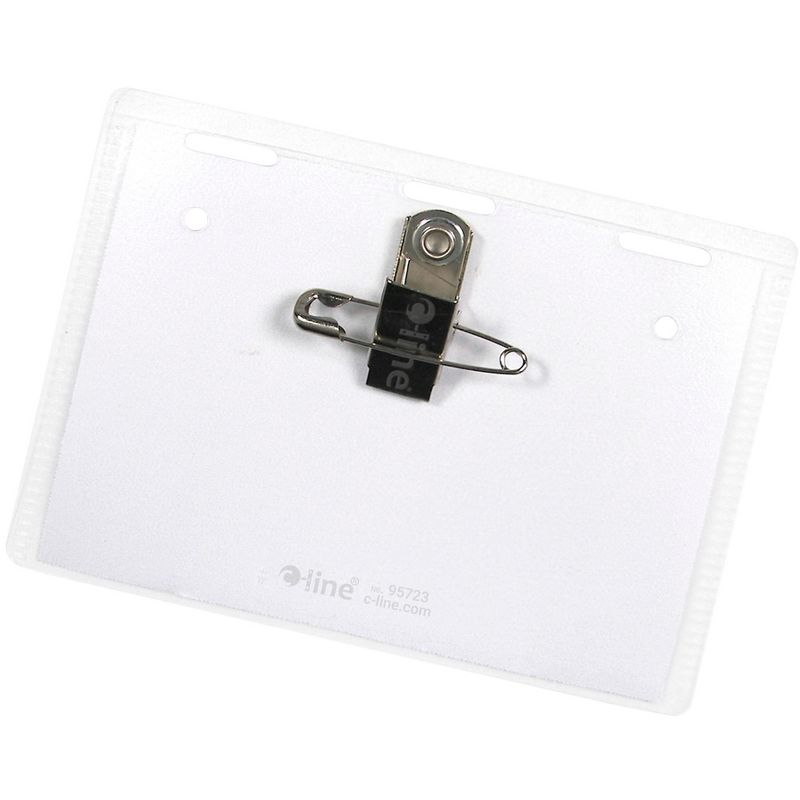 C-Line Clip and Pin Combo Name Badges with Inserts, 3-1/2 x 2-1/4 Inches, Pack of 50