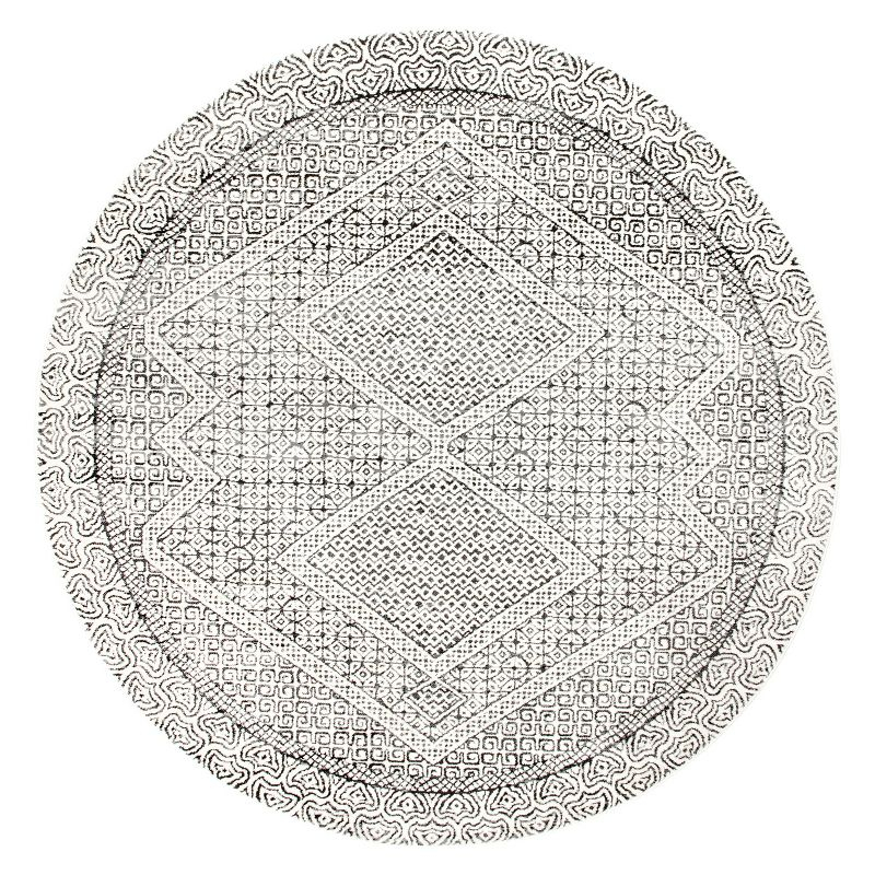 Nuloom Exie Medallion 6 Round Indoor Area Rug for Living Room Bedroom Dining Room Kitchen, Grey/Ivory