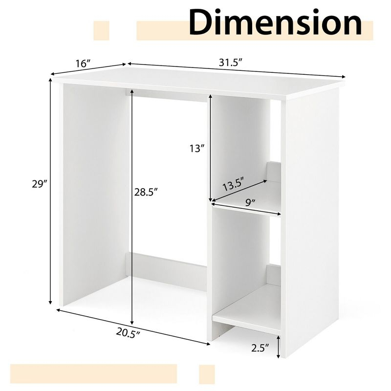 Costway 31.5'' Small Computer Desk Home Office Study Writing Desk with 2 Compartments
