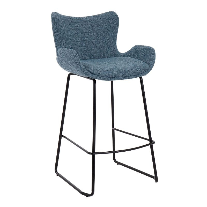 Set of 2 Tara Counter Height Barstools Black/Blue - LumiSource: Modern Upholstered, Metal Base, 250lb Capacity