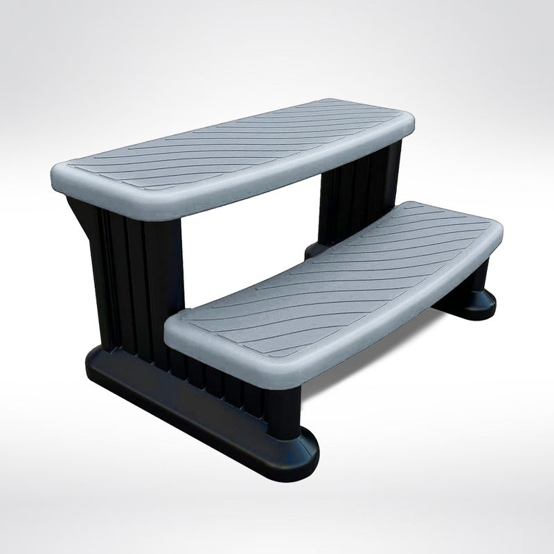 Puri Tech Universal Spa & Hot Tub Outdoor Steps No Slip Grip Support - Light Grey
