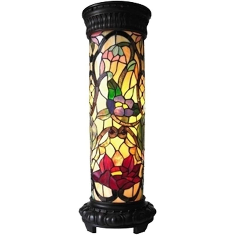 Chloe Lighting Roselle Tiffany-Glass 2 Light Floral Pedestal Light Fixture 30"Tall
