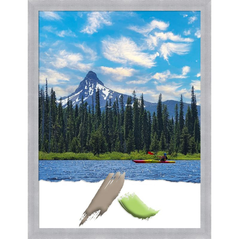 Amanti Art Grace Brushed Nickel Narrow Picture Frame Opening Size 18x24 in.