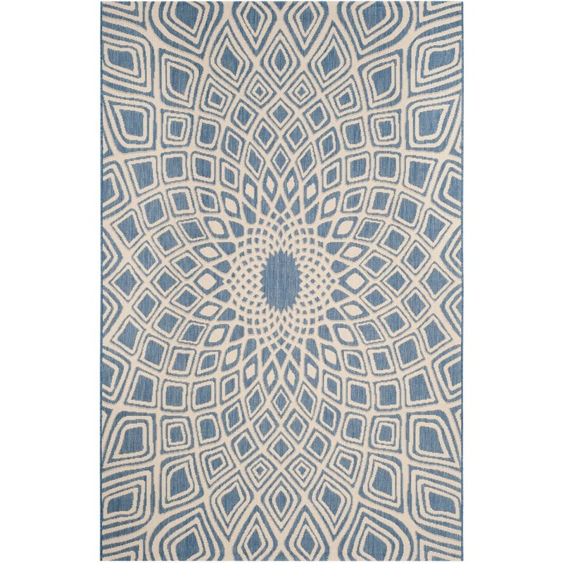 Courtyard CY6616 Power Loomed Indoor/Outdoor Area Rug - Blue/Beige - 5'3"x7'7" - Safavieh.