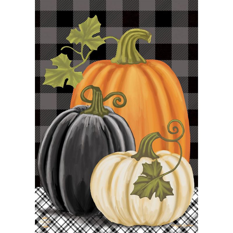 Checkered Pumpkins Autumn House Flag Primitive Fall 28" x 40" Briarwood Lane
